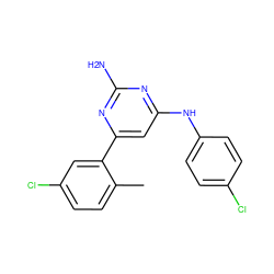 Cc1ccc(Cl)cc1-c1cc(Nc2ccc(Cl)cc2)nc(N)n1 ZINC000026382852