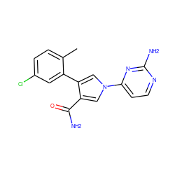 Cc1ccc(Cl)cc1-c1cn(-c2ccnc(N)n2)cc1C(N)=O ZINC000299868794