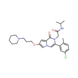 Cc1ccc(Cl)cc1-c1cn2cc(OCCCN3CCCCC3)cc2c(=O)n1CC(=O)NC(C)C ZINC000058655466