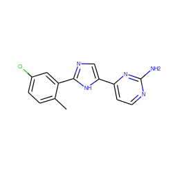 Cc1ccc(Cl)cc1-c1ncc(-c2ccnc(N)n2)[nH]1 ZINC000299857811