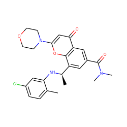 Cc1ccc(Cl)cc1N[C@H](C)c1cc(C(=O)N(C)C)cc2c(=O)cc(N3CCOCC3)oc12 ZINC000116735721