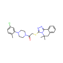 Cc1ccc(Cl)cc1N1CCN(C(=O)CSc2nnc3n2C(C)(C)Cc2ccccc2-3)CC1 ZINC000001368709