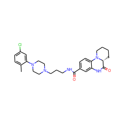 Cc1ccc(Cl)cc1N1CCN(CCCNC(=O)c2ccc3c(c2)NC(=O)[C@H]2CCCCN32)CC1 ZINC000009528779