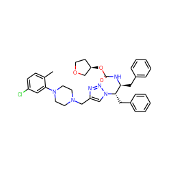 Cc1ccc(Cl)cc1N1CCN(Cc2cn([C@@H](Cc3ccccc3)[C@H](Cc3ccccc3)NC(=O)O[C@@H]3CCOC3)nn2)CC1 ZINC000053173603