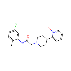 Cc1ccc(Cl)cc1NC(=O)CN1CCC(c2cccc[n+]2[O-])CC1 ZINC000038149990