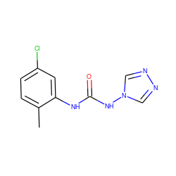 Cc1ccc(Cl)cc1NC(=O)Nn1cnnc1 ZINC000015934254