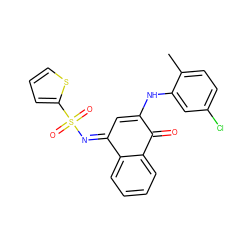 Cc1ccc(Cl)cc1NC1=C/C(=N\S(=O)(=O)c2cccs2)c2ccccc2C1=O ZINC000017823489