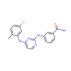 Cc1ccc(Cl)cc1Nc1ccnc(Nc2cccc(C(N)=O)c2)n1 ZINC000028950535