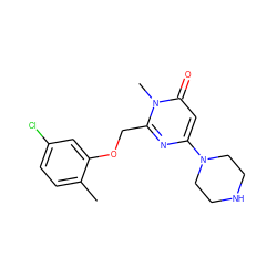 Cc1ccc(Cl)cc1OCc1nc(N2CCNCC2)cc(=O)n1C ZINC000045291085