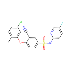 Cc1ccc(Cl)cc1Oc1ccc(S(=O)(=O)Nc2ccc(F)cn2)cc1C#N ZINC000473197795