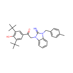 Cc1ccc(Cn2c(=N)n(CC(=O)c3cc(C(C)(C)C)c(O)c(C(C)(C)C)c3)c3ccccc32)cc1 ZINC000019733011