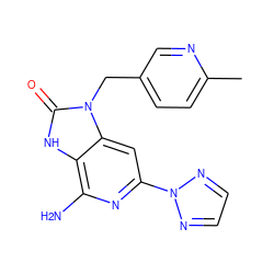 Cc1ccc(Cn2c(=O)[nH]c3c(N)nc(-n4nccn4)cc32)cn1 ZINC000071329530