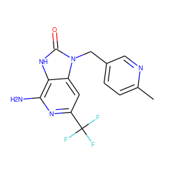 Cc1ccc(Cn2c(=O)[nH]c3c(N)nc(C(F)(F)F)cc32)cn1 ZINC000071318206