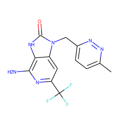 Cc1ccc(Cn2c(=O)[nH]c3c(N)nc(C(F)(F)F)cc32)nn1 ZINC000071296982