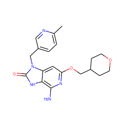 Cc1ccc(Cn2c(=O)[nH]c3c(N)nc(OCC4CCOCC4)cc32)cn1 ZINC000043202704