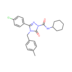 Cc1ccc(Cn2c(-c3ccc(Cl)cc3)nn(C(=O)NC3CCCCC3)c2=O)cc1 ZINC000103262292