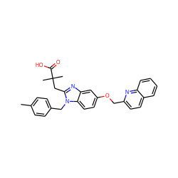 Cc1ccc(Cn2c(CC(C)(C)C(=O)O)nc3cc(OCc4ccc5ccccc5n4)ccc32)cc1 ZINC000219492341
