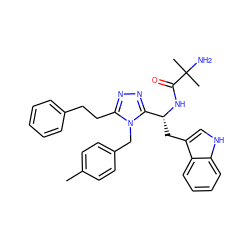 Cc1ccc(Cn2c(CCc3ccccc3)nnc2[C@@H](Cc2c[nH]c3ccccc23)NC(=O)C(C)(C)N)cc1 ZINC000035262590