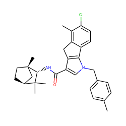 Cc1ccc(Cn2cc(C(=O)N[C@@H]3C(C)(C)[C@H]4CC[C@@]3(C)C4)c3c2-c2ccc(Cl)c(C)c2C3)cc1 ZINC000473137645