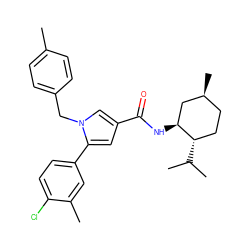 Cc1ccc(Cn2cc(C(=O)N[C@H]3C[C@@H](C)CC[C@@H]3C(C)C)cc2-c2ccc(Cl)c(C)c2)cc1 ZINC000473136901