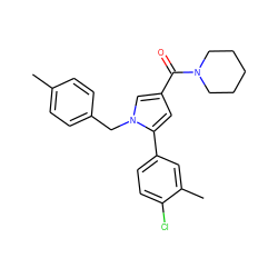 Cc1ccc(Cn2cc(C(=O)N3CCCCC3)cc2-c2ccc(Cl)c(C)c2)cc1 ZINC000473136494