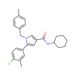 Cc1ccc(Cn2cc(C(=O)NC3CCCCC3)cc2-c2ccc(Cl)c(C)c2)cc1 ZINC000473134458