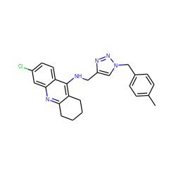 Cc1ccc(Cn2cc(CNc3c4c(nc5cc(Cl)ccc35)CCCC4)nn2)cc1 ZINC001772628776