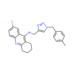 Cc1ccc(Cn2cc(CNc3c4c(nc5ccc(Cl)cc35)CCCC4)nn2)cc1 ZINC001772635790