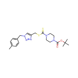 Cc1ccc(Cn2cc(CSC(=S)N3CCN(C(=O)OC(C)(C)C)CC3)nn2)cc1 ZINC000095586586