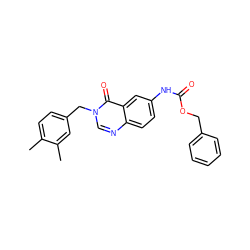 Cc1ccc(Cn2cnc3ccc(NC(=O)OCc4ccccc4)cc3c2=O)cc1C ZINC000040879779