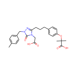 Cc1ccc(Cn2nc(CCCc3ccc(OC(C)(C)C(=O)O)cc3)n(CC(=O)O)c2=O)cc1 ZINC000012358354