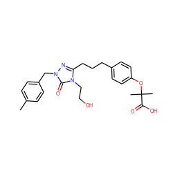 Cc1ccc(Cn2nc(CCCc3ccc(OC(C)(C)C(=O)O)cc3)n(CCO)c2=O)cc1 ZINC000012358353