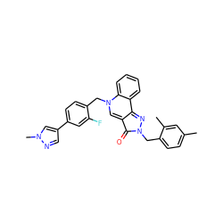 Cc1ccc(Cn2nc3c4ccccc4n(Cc4ccc(-c5cnn(C)c5)cc4F)cc-3c2=O)c(C)c1 ZINC000299820094