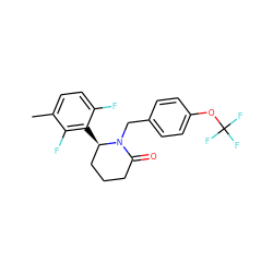 Cc1ccc(F)c([C@@H]2CCCC(=O)N2Cc2ccc(OC(F)(F)F)cc2)c1F ZINC000167867650