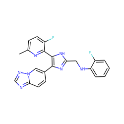 Cc1ccc(F)c(-c2[nH]c(CNc3ccccc3F)nc2-c2ccc3ncnn3c2)n1 ZINC000473154325