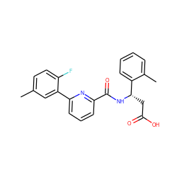 Cc1ccc(F)c(-c2cccc(C(=O)N[C@@H](CC(=O)O)c3ccccc3C)n2)c1 ZINC000203324621