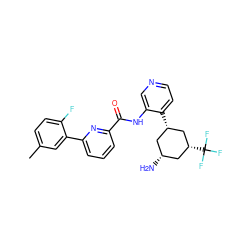 Cc1ccc(F)c(-c2cccc(C(=O)Nc3cnccc3[C@@H]3C[C@H](C(F)(F)F)C[C@H](N)C3)n2)c1 ZINC000140202892