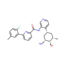 Cc1ccc(F)c(-c2cccc(C(=O)Nc3cnccc3[C@@H]3C[C@H](C)[C@H](O)[C@H](N)C3)n2)c1 ZINC000140156989