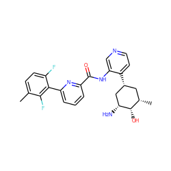 Cc1ccc(F)c(-c2cccc(C(=O)Nc3cnccc3[C@@H]3C[C@H](C)[C@H](O)[C@H](N)C3)n2)c1F ZINC000140277577