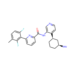 Cc1ccc(F)c(-c2cccc(C(=O)Nc3cnccc3[C@@H]3CCC[C@H](N)C3)n2)c1F ZINC000168194295