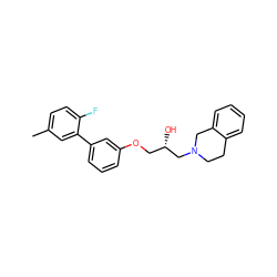 Cc1ccc(F)c(-c2cccc(OC[C@H](O)CN3CCc4ccccc4C3)c2)c1 ZINC000219764523