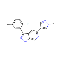 Cc1ccc(F)c(-c2n[nH]c3cnc(-c4cnn(C)c4)cc23)c1 ZINC000205255955