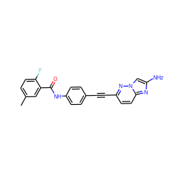 Cc1ccc(F)c(C(=O)Nc2ccc(C#Cc3ccc4nc(N)cn4n3)cc2)c1 ZINC001772585811