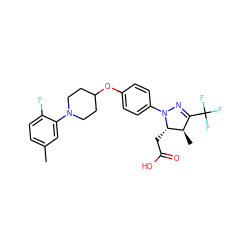 Cc1ccc(F)c(N2CCC(Oc3ccc(N4N=C(C(F)(F)F)[C@@H](C)[C@@H]4CC(=O)O)cc3)CC2)c1 ZINC000213601649