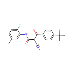 Cc1ccc(F)c(NC(=O)C(C#N)C(=O)c2ccc(C(C)(C)C)cc2)c1 ZINC000015953326