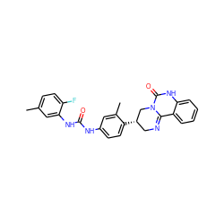 Cc1ccc(F)c(NC(=O)Nc2ccc([C@H]3CN=C4c5ccccc5NC(=O)N4C3)c(C)c2)c1 ZINC001772641392