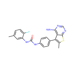 Cc1ccc(F)c(NC(=O)Nc2ccc(-c3c(C)sc4ncnc(N)c34)cc2)c1 ZINC000013673700