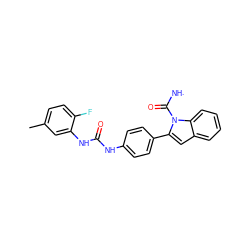 Cc1ccc(F)c(NC(=O)Nc2ccc(-c3cc4ccccc4n3C([NH])=O)cc2)c1 ZINC001772586801