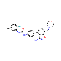 Cc1ccc(F)c(NC(=O)Nc2ccc(-c3ccc(CN4CCOCC4)c4onc(N)c34)cc2)c1 ZINC000014975435