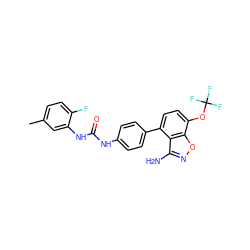 Cc1ccc(F)c(NC(=O)Nc2ccc(-c3ccc(OC(F)(F)F)c4onc(N)c34)cc2)c1 ZINC000014975432